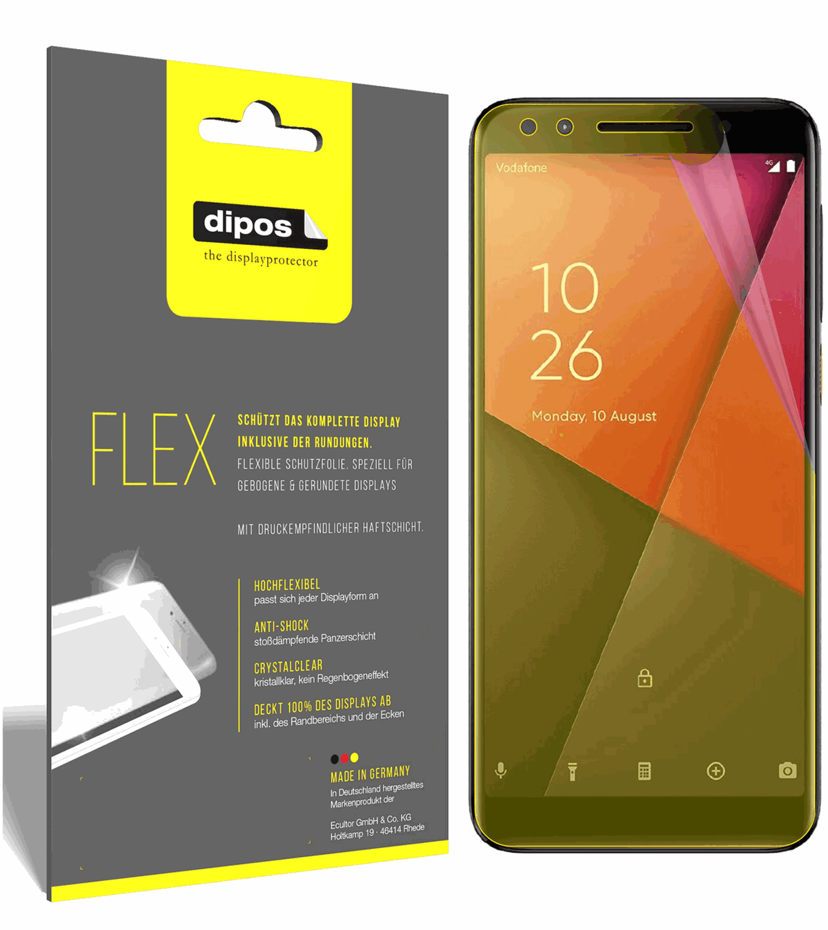 3x Screen Protector for Vodafone Smart N9 Protective Film covers 100% dipos Flex