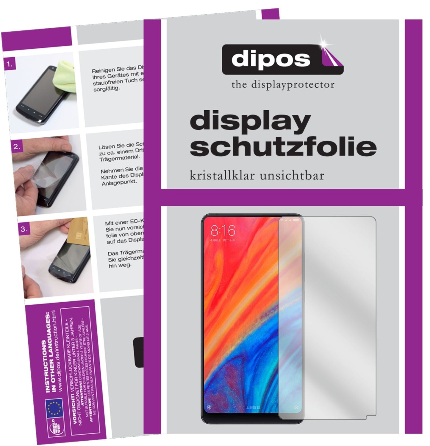 5x Schutzfolie klar für Xiaomi Mi Mix 2S Display-Schutzfolie