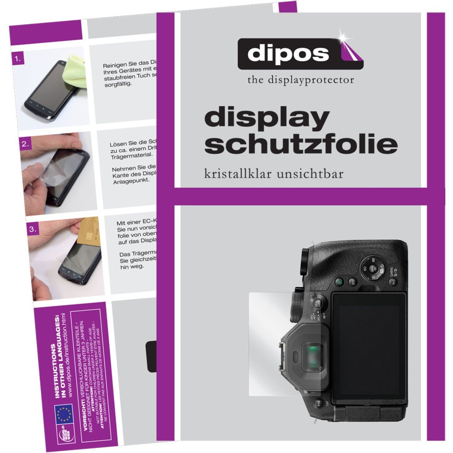 6x Schutzfolie klar für Lumix FZ300 Panasonic Display-Schutzfolie