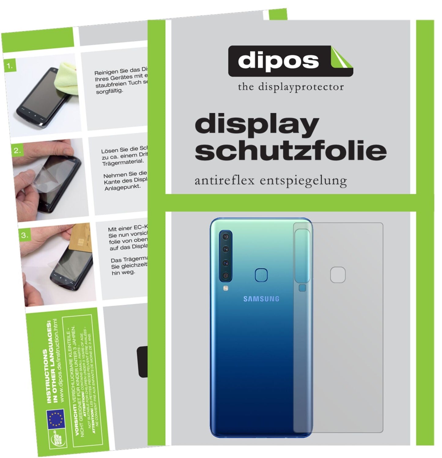 5x Schutzfolie matt für Samsung Galaxy A9 (2018) Rückseite Display-Schutzfolie