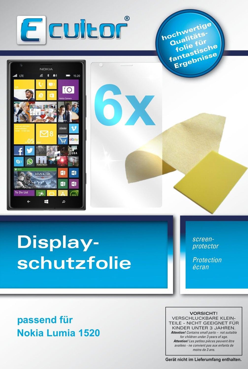 Ecultor 6x Clear Screen Protector for Nokia Lumia 1520