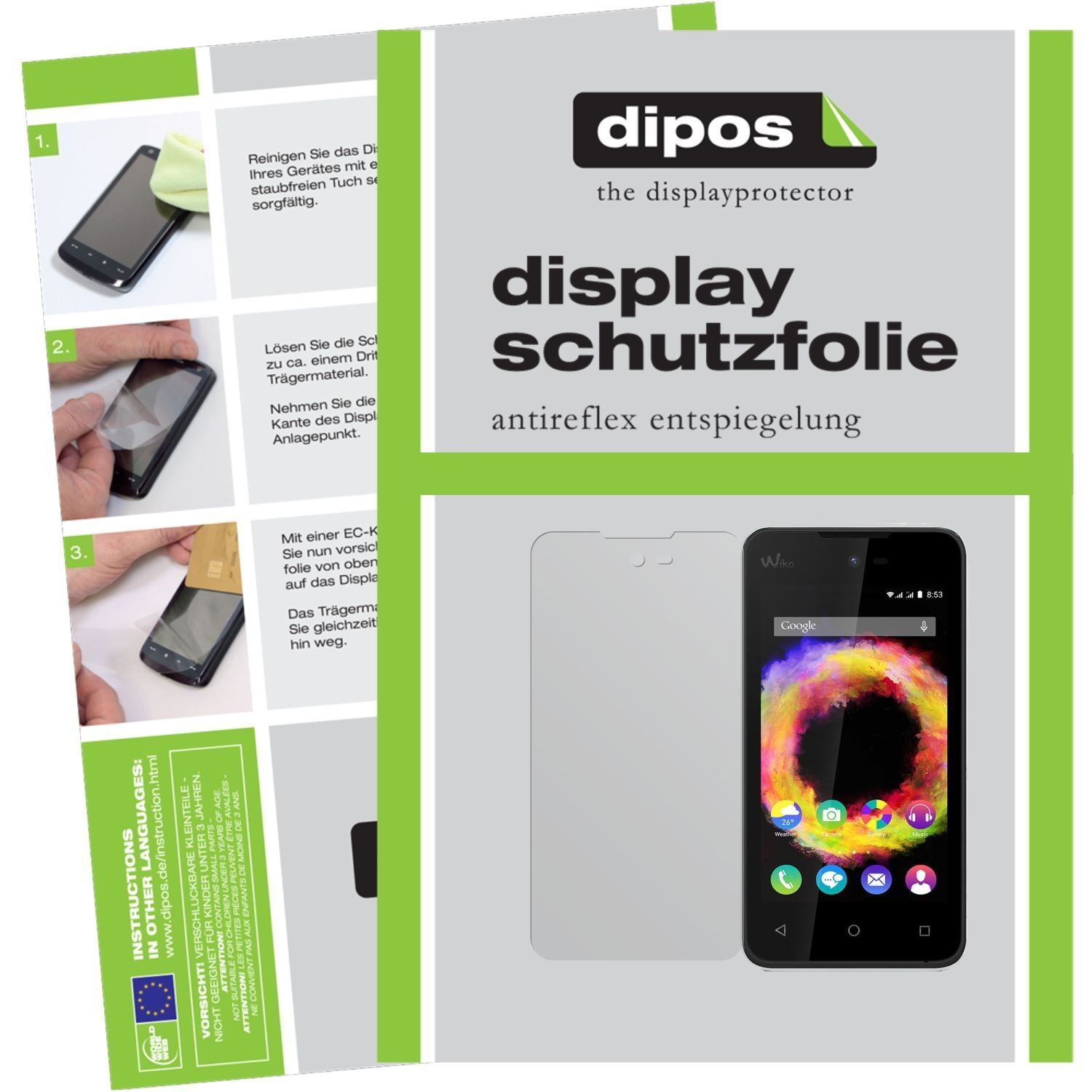 Matte Displayschutzfolie von dipos passend für Sunset 2 Wiko, präziser Zuschnitt und blasenfrei montiert