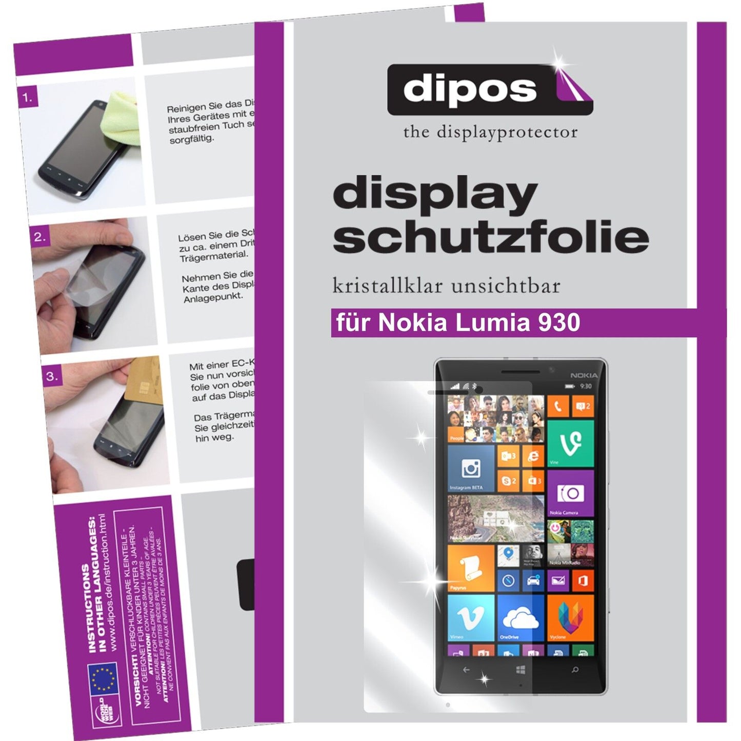 2x Schutzfolie klar für Lumia 930 Nokia Display-Schutzfolie