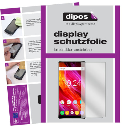 OukitelMix 2 mit aufgebrachter dipos Displayschutzfolie, glasklare Darstellung ohne Einschränkungen
