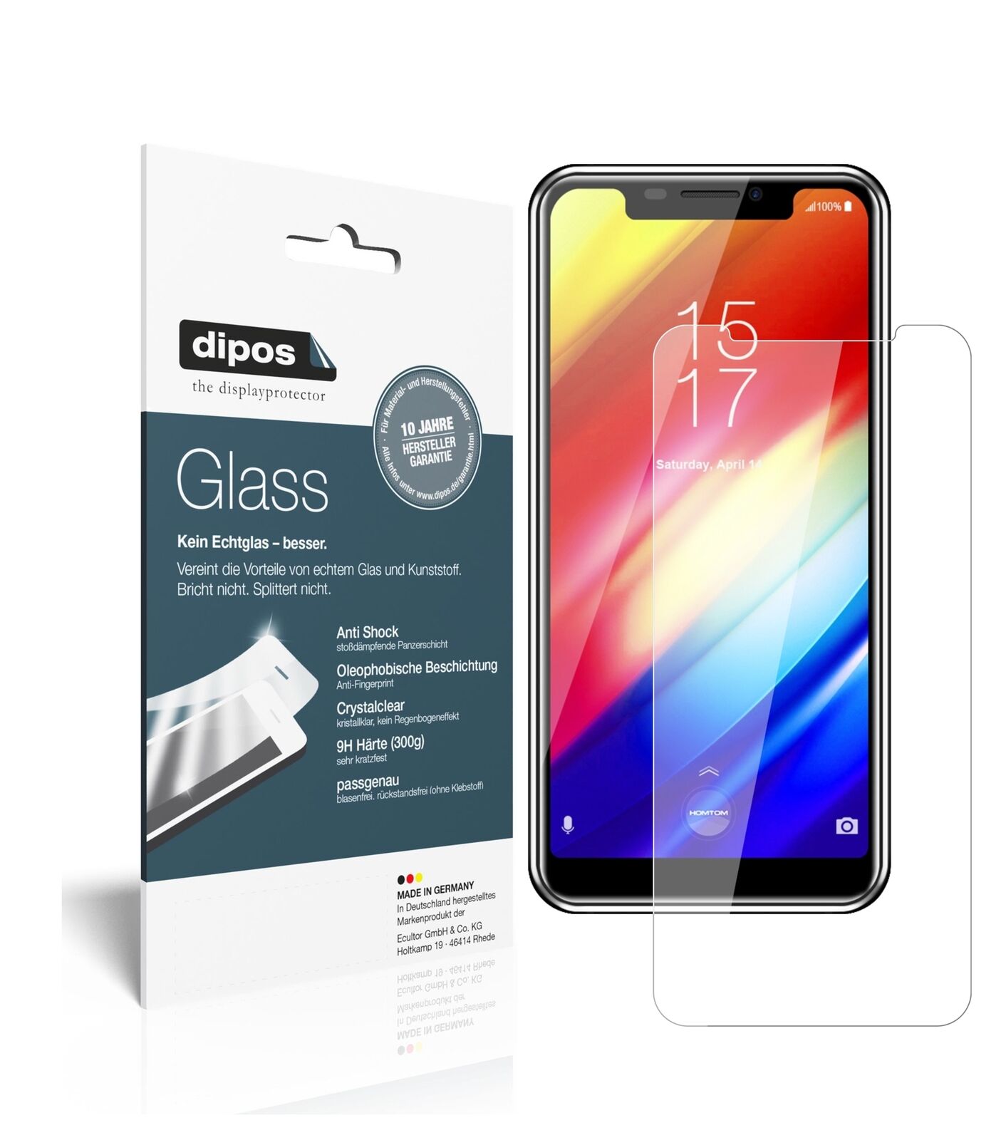 1x 9H Schutzfolie für HomTom H10 Panzerfolie