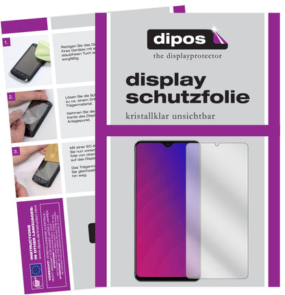OppoF9 Pro mit aufgebrachter dipos Displayschutzfolie, glasklare Darstellung ohne Einschränkungen