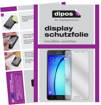 SamsungGalaxy On6 mit aufgebrachter dipos Displayschutzfolie, glasklare Darstellung ohne Einschränkungen