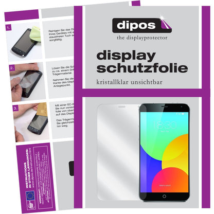 Klare Displayschutzfolie von dipos passend für MX4 Meizu, präziser Zuschnitt und blasenfrei montiert