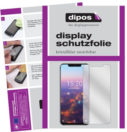 UmidigiZ2 mit aufgebrachter dipos Displayschutzfolie, glasklare Darstellung ohne Einschränkungen