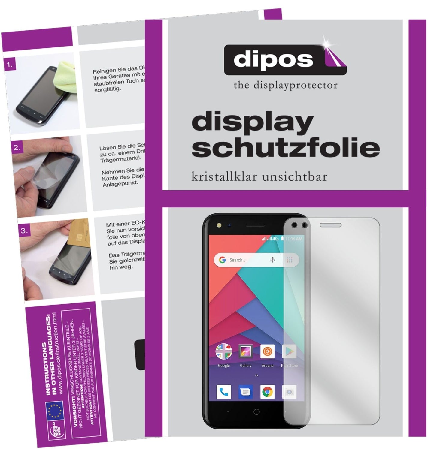 MicromaxBharat Go mit aufgebrachter dipos Displayschutzfolie, glasklare Darstellung ohne Einschränkungen