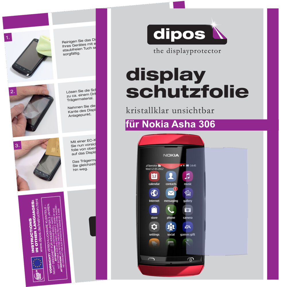 2x Schutzfolie klar für Asha 306 Nokia Display-Schutzfolie