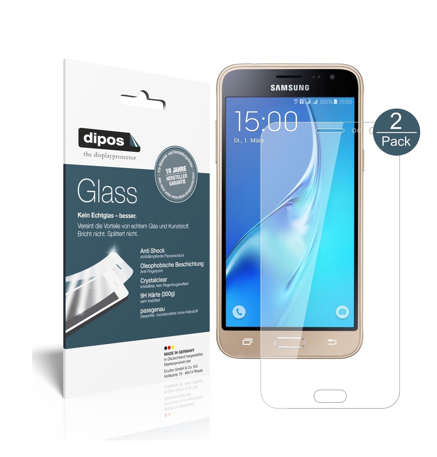1x 9H Schutzfolie für Samsung Galaxy J3 (2016) Panzerfolie