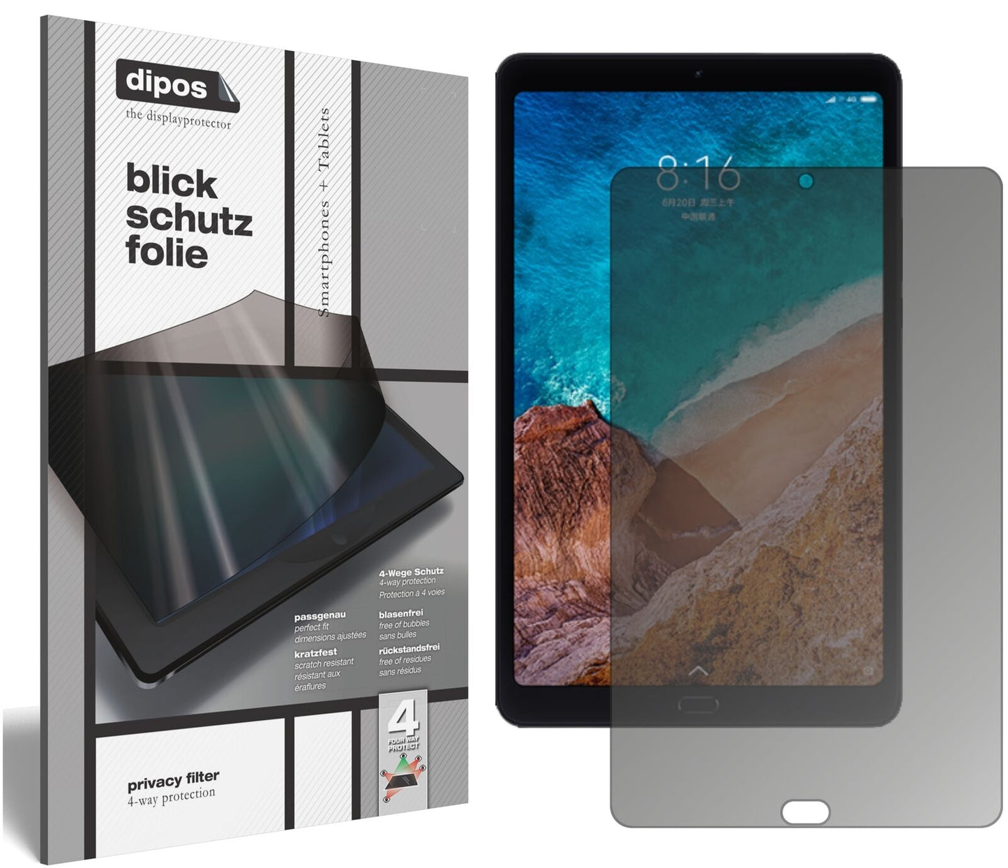Blickschutzfolie für Xiaomi Mi Pad 4 Plus matt Schutzfolie Privacy