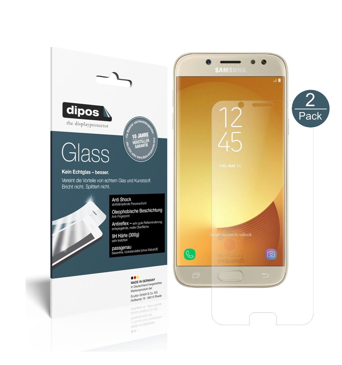 1x 9H Schutzfolie matt für Samsung Galaxy J5 Pro (2017) Panzerfolie