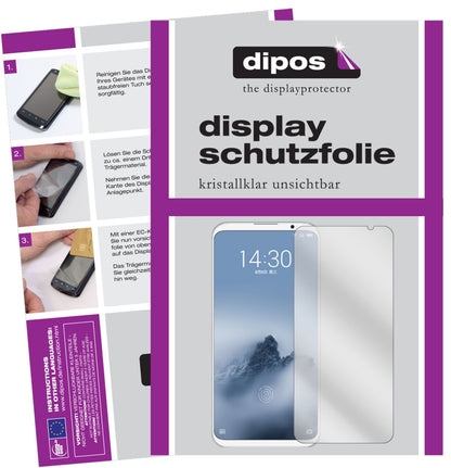 Meizu16 Plus mit aufgebrachter dipos Displayschutzfolie, glasklare Darstellung ohne Einschränkungen