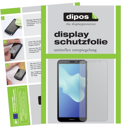 HuaweiY5 2018 mit aufgebrachter dipos Displayschutzfolie, die lästige Fingerabdrücke minimiert