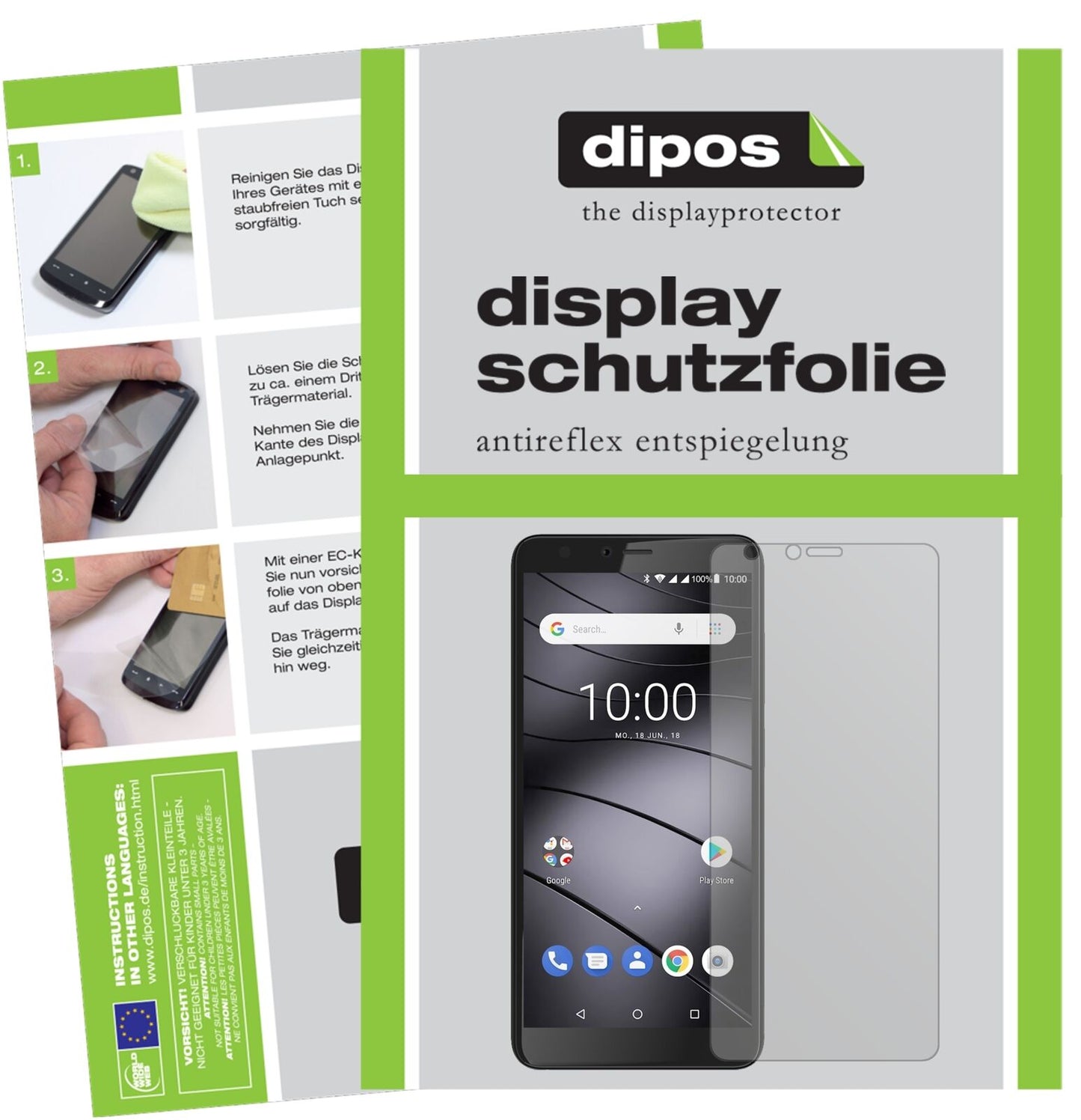 GigasetGS100 mit aufgebrachter dipos Displayschutzfolie, die lästige Fingerabdrücke minimiert