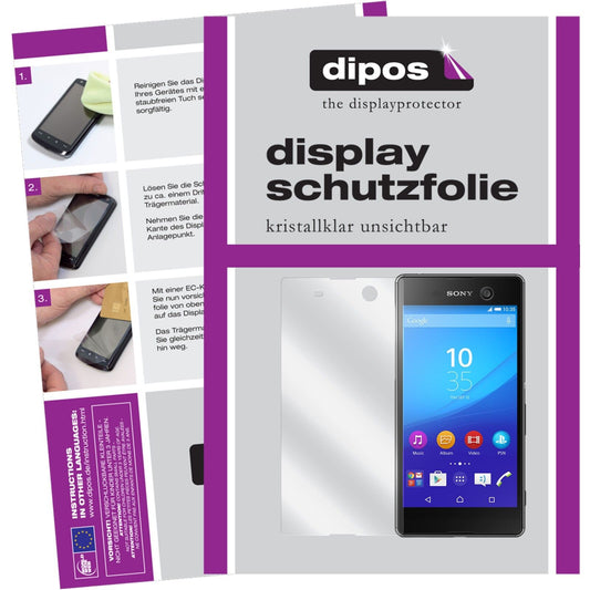 Klare Displayschutzfolie von dipos passend für Xperia M5 Sony, präziser Zuschnitt und blasenfrei montiert