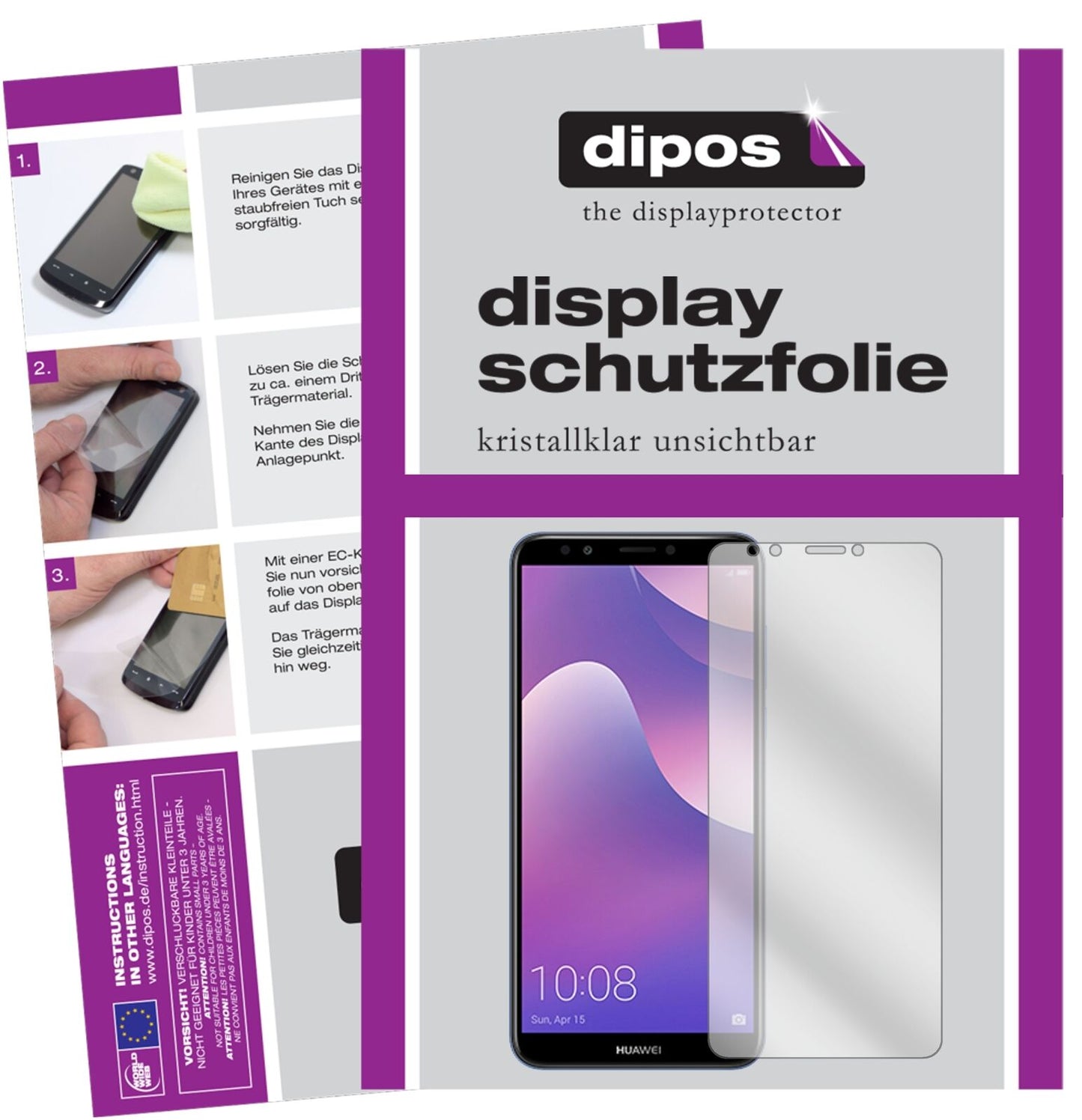 1x Schutzfolie klar für Huawei Y7 Prime (2018) Display-Schutzfolie