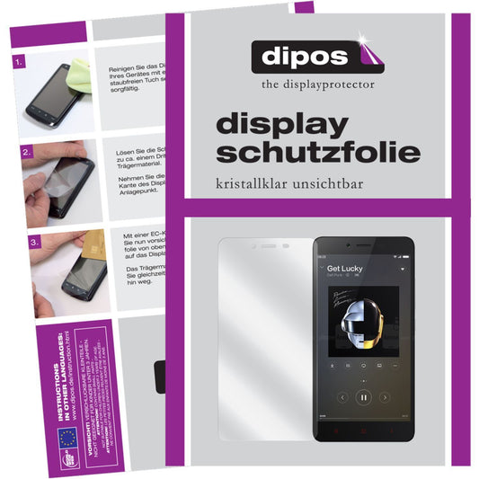 Klare Displayschutzfolie von dipos passend für Redmi Note 2 Xiaomi, präziser Zuschnitt und blasenfrei montiert