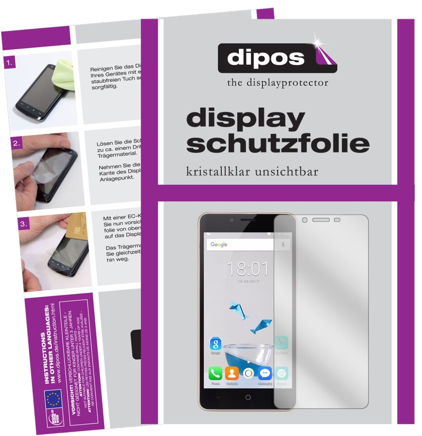 LeagooKiicaa Power mit aufgebrachter dipos Displayschutzfolie, glasklare Darstellung ohne Einschränkungen