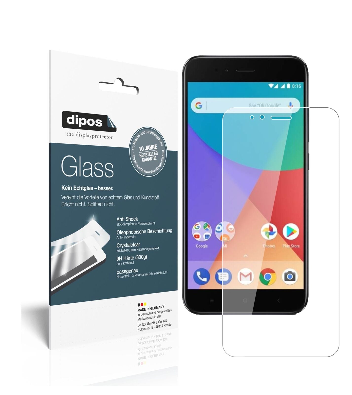 1x 9H Screen Protector for Xiaomi Mi A1 Tempered Glass