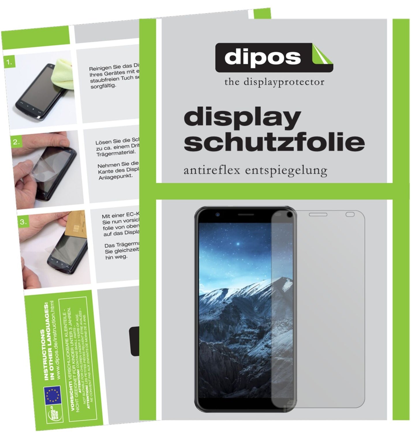KonkaD8 mit aufgebrachter dipos Displayschutzfolie, die lästige Fingerabdrücke minimiert