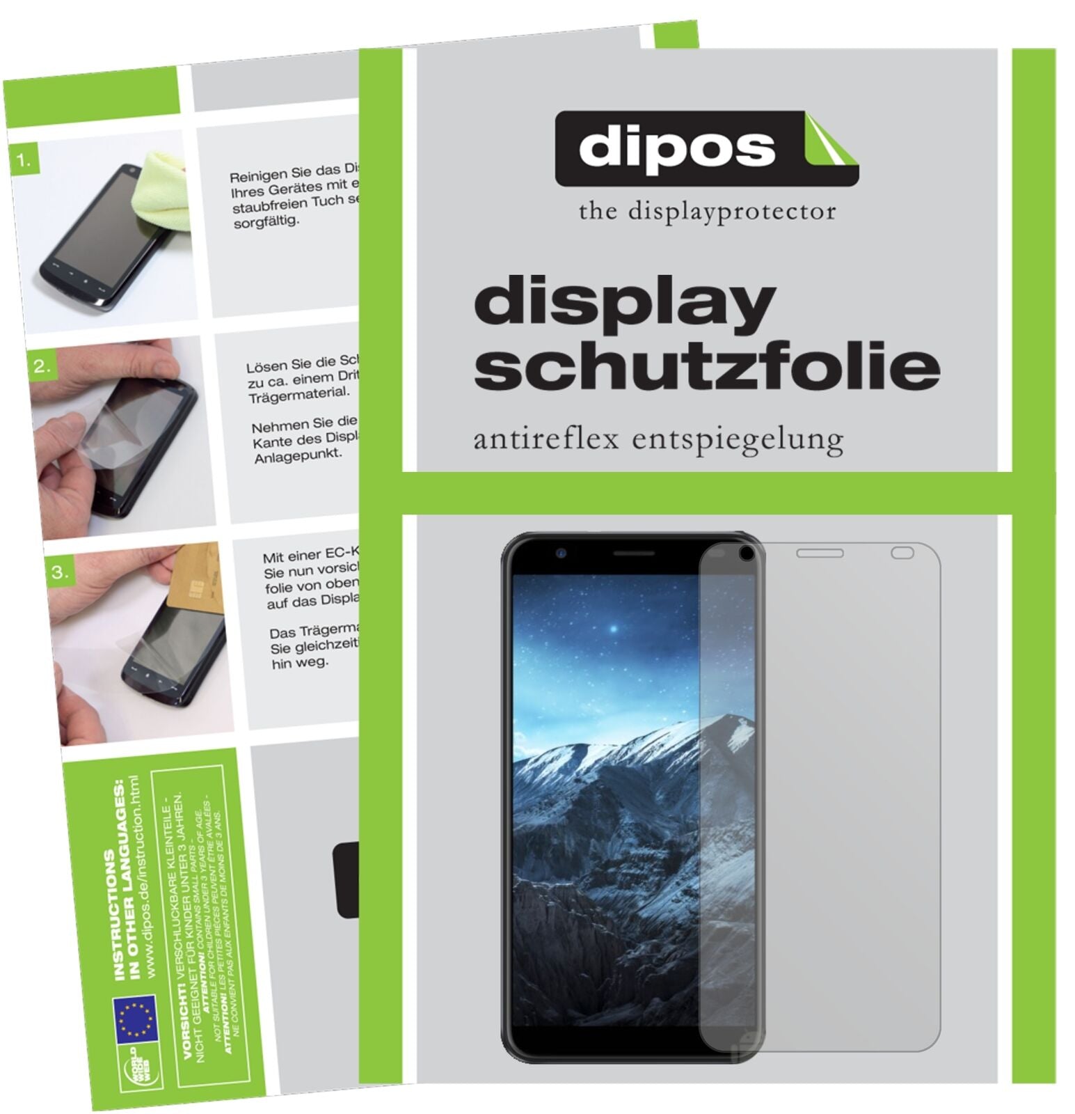 KonkaD8 mit aufgebrachter dipos Displayschutzfolie, die lästige Fingerabdrücke minimiert