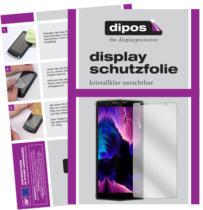 DoogeeBL9000 mit aufgebrachter dipos Displayschutzfolie, glasklare Darstellung ohne Einschränkungen