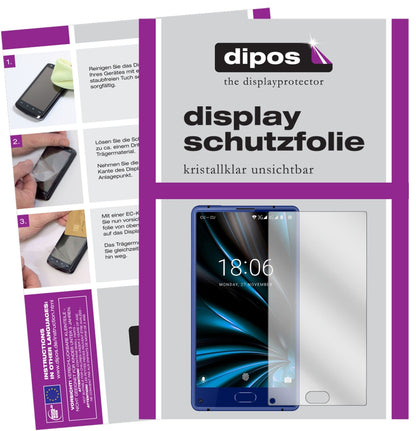 DoogeeMIX Lite mit aufgebrachter dipos Displayschutzfolie, glasklare Darstellung ohne Einschränkungen
