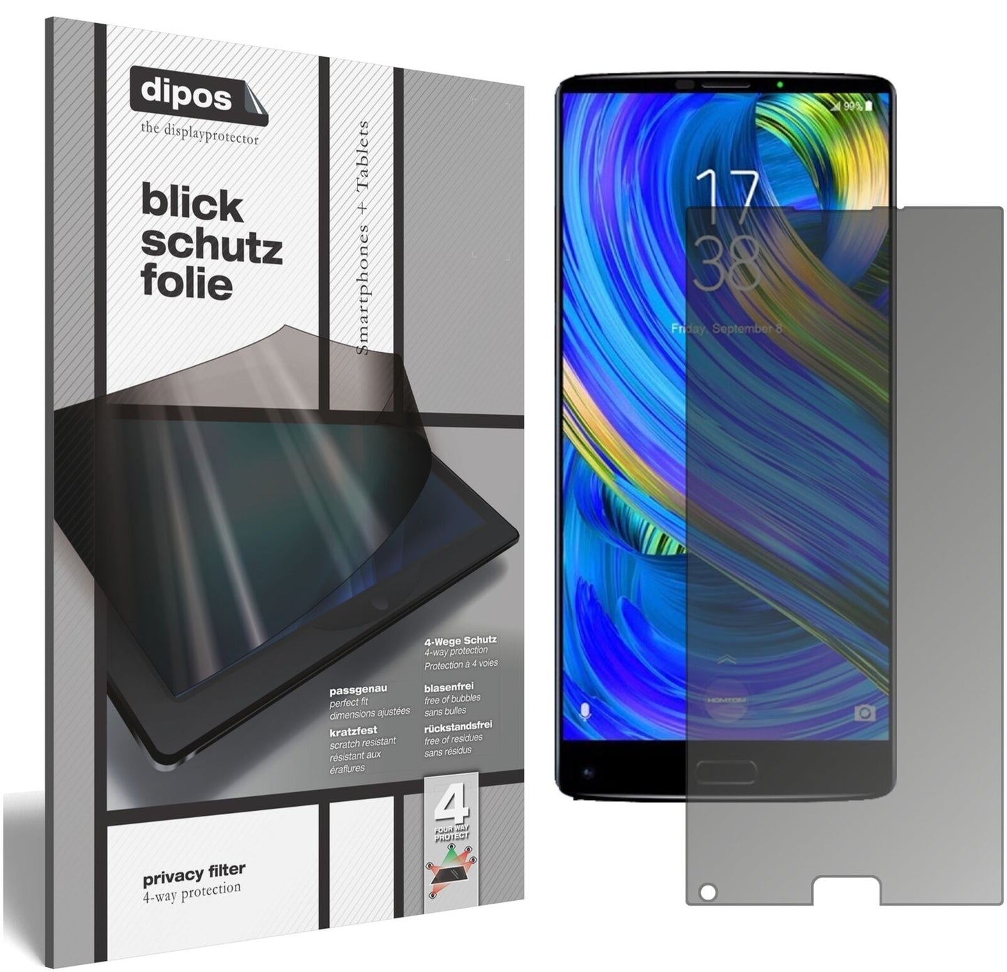 Blickschutzfolie für HOMTOM S9 Plus matt Schutzfolie Privacy
