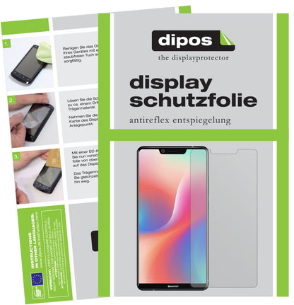 SharpAquos S3 High Edition mit aufgebrachter dipos Displayschutzfolie, die lästige Fingerabdrücke minimiert