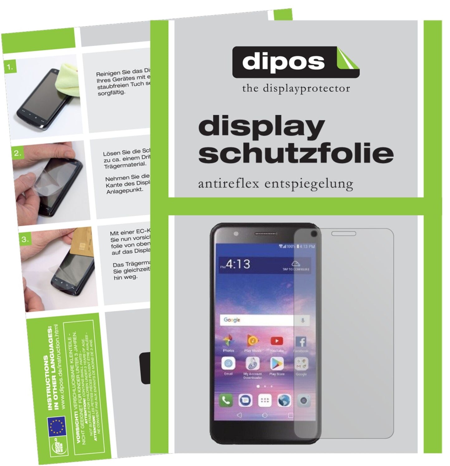 LGPremier Pro L413DL mit aufgebrachter dipos Displayschutzfolie, die lästige Fingerabdrücke minimiert