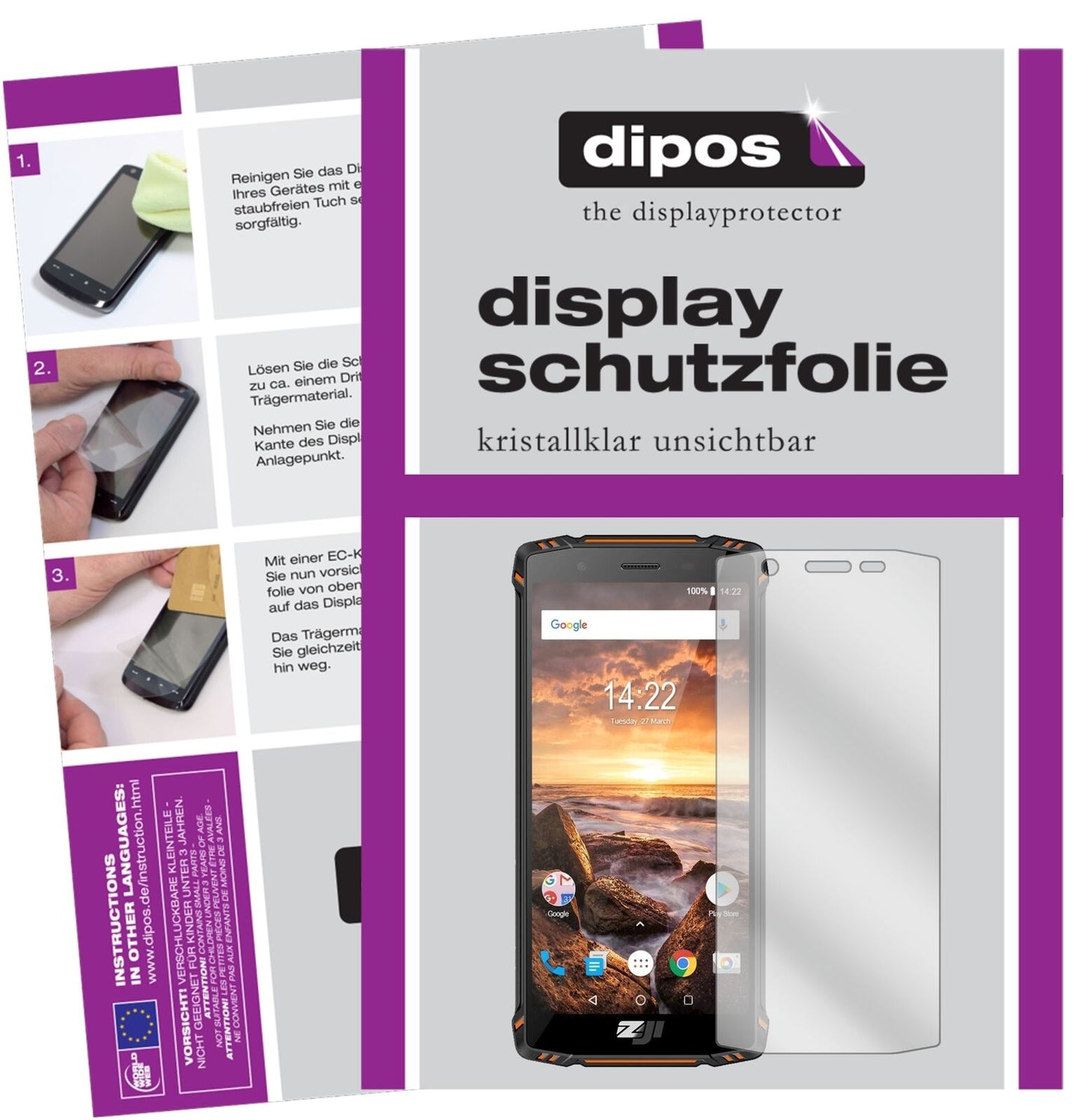 HomTomZoji Z9 mit aufgebrachter dipos Displayschutzfolie, glasklare Darstellung ohne Einschränkungen