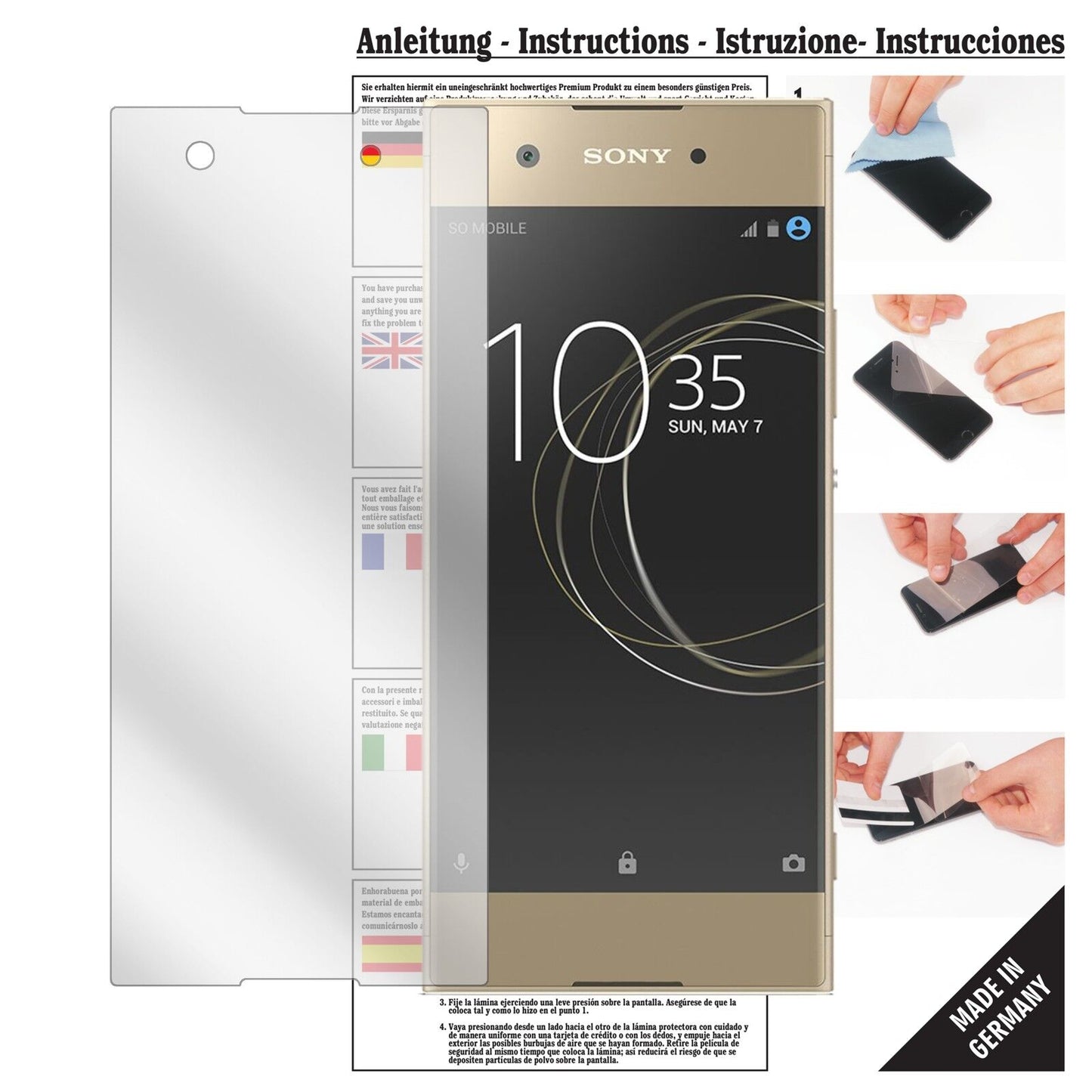 6x Schutzfolie klar für Sony Xperia XA1 Display-Schutzfolie