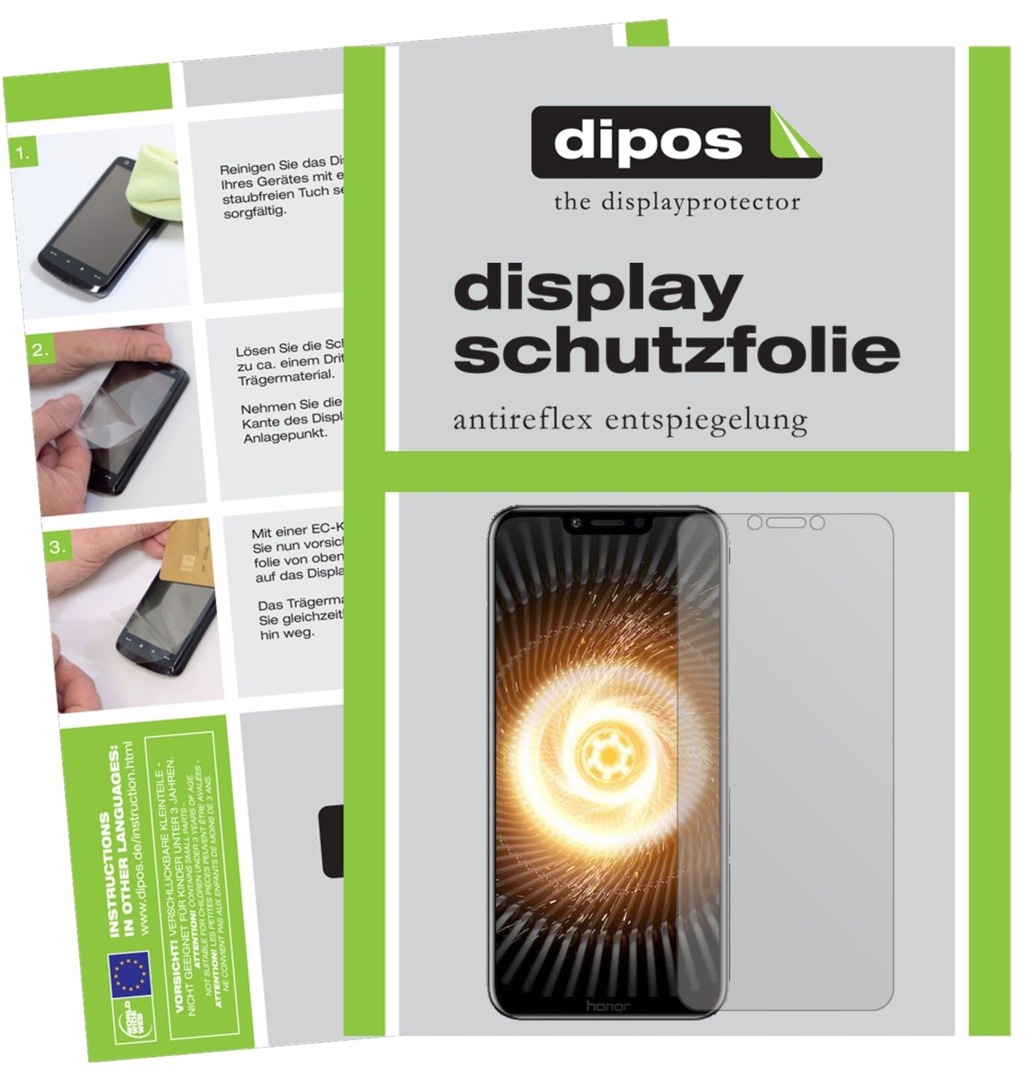 HonorPlay mit aufgebrachter dipos Displayschutzfolie, die lästige Fingerabdrücke minimiert