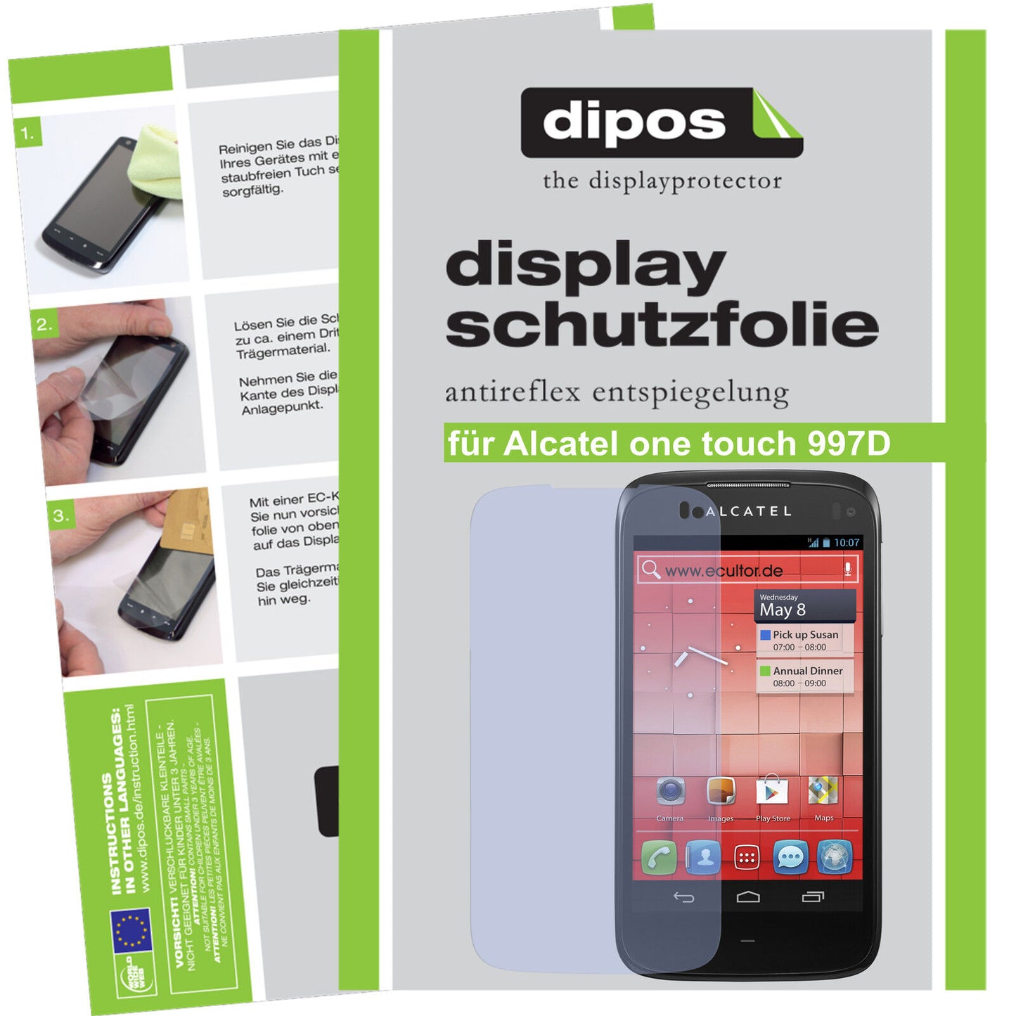 2x Schutzfolie matt für One Touch 997D Alcatel Display-Schutzfolie