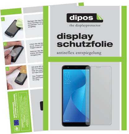 AsusZenFone Max Plus M1 (ZB570TL) mit aufgebrachter dipos Displayschutzfolie, die lästige Fingerabdrücke minimiert
