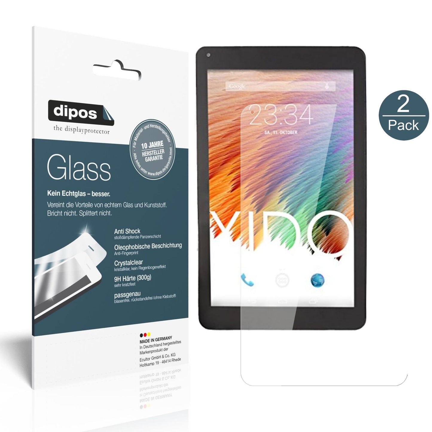 1x 9H Schutzfolie für XIDO Tablet X110 Panzerfolie