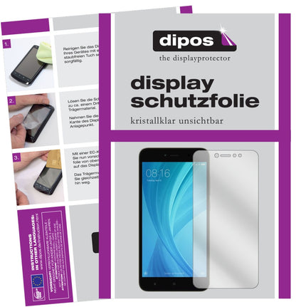 XiaomiNote 5A Prime mit aufgebrachter dipos Displayschutzfolie, glasklare Darstellung ohne Einschränkungen