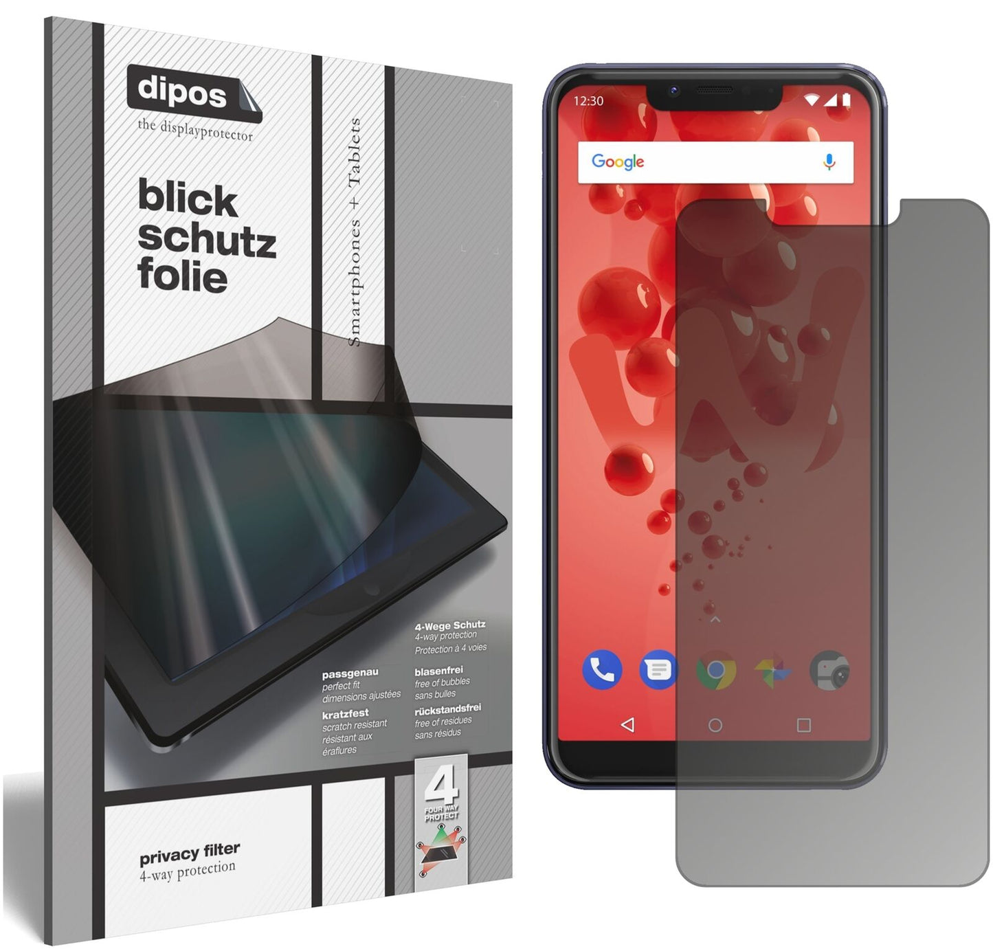 Blickschutzfolie für Wiko View2 Plus matt Schutzfolie Privacy