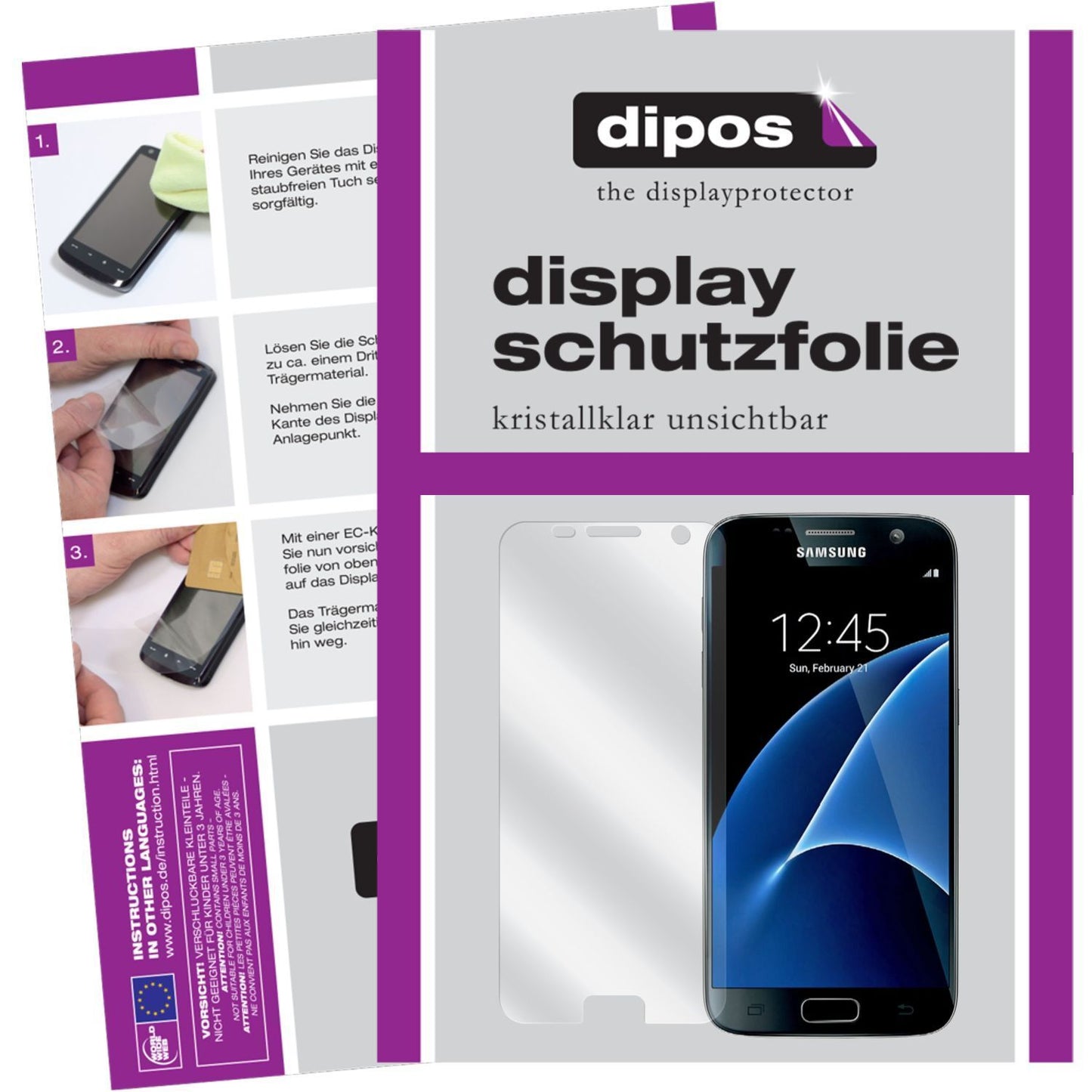 2x Schutzfolie klar für Galaxy S7 Samsung Display-Schutzfolie