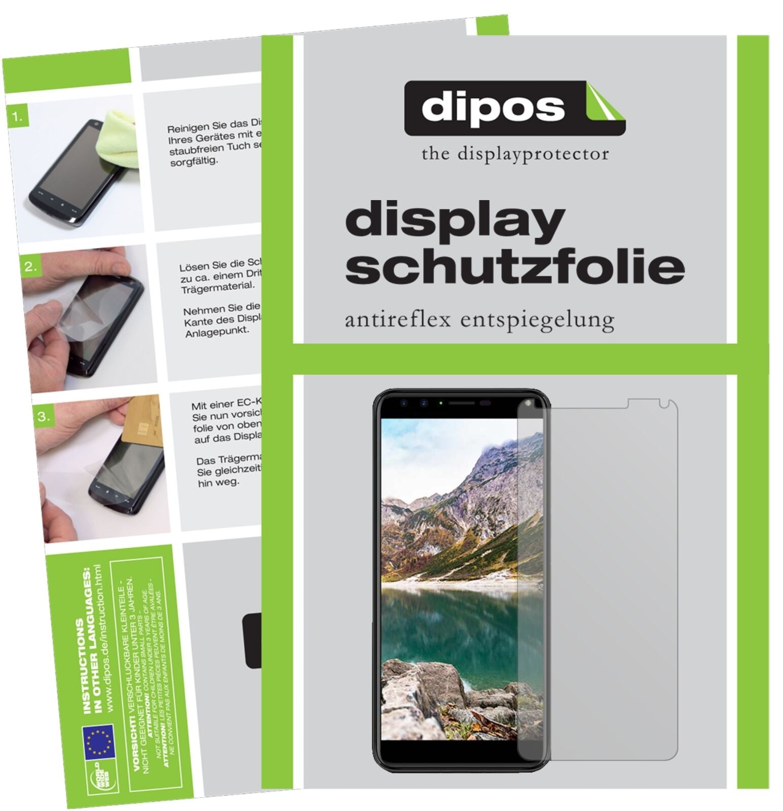 CherryMobile Flare S6 Plus mit aufgebrachter dipos Displayschutzfolie, die lästige Fingerabdrücke minimiert