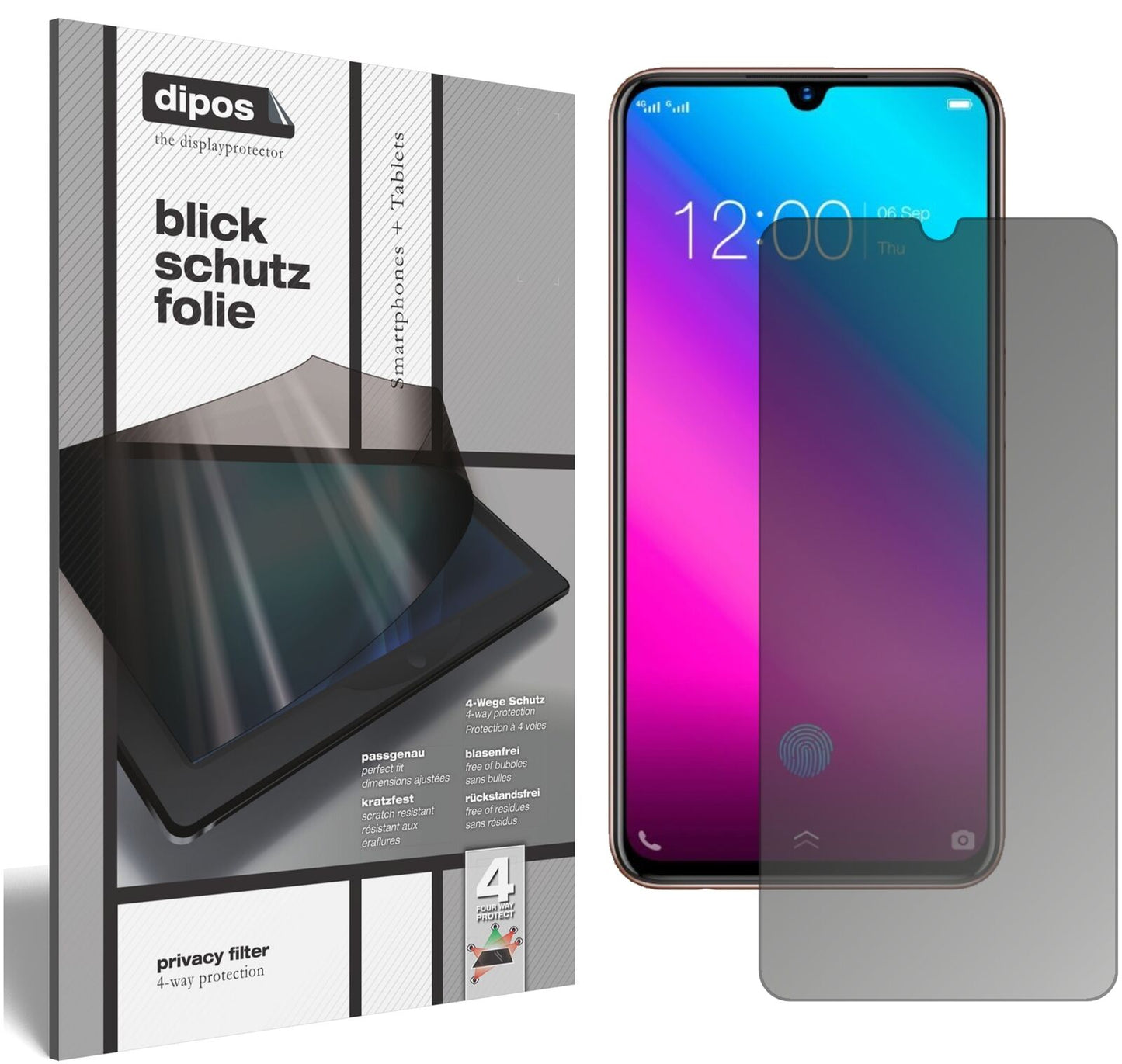 Blickschutzfolie für Vivo V11 matt Schutzfolie Privacy