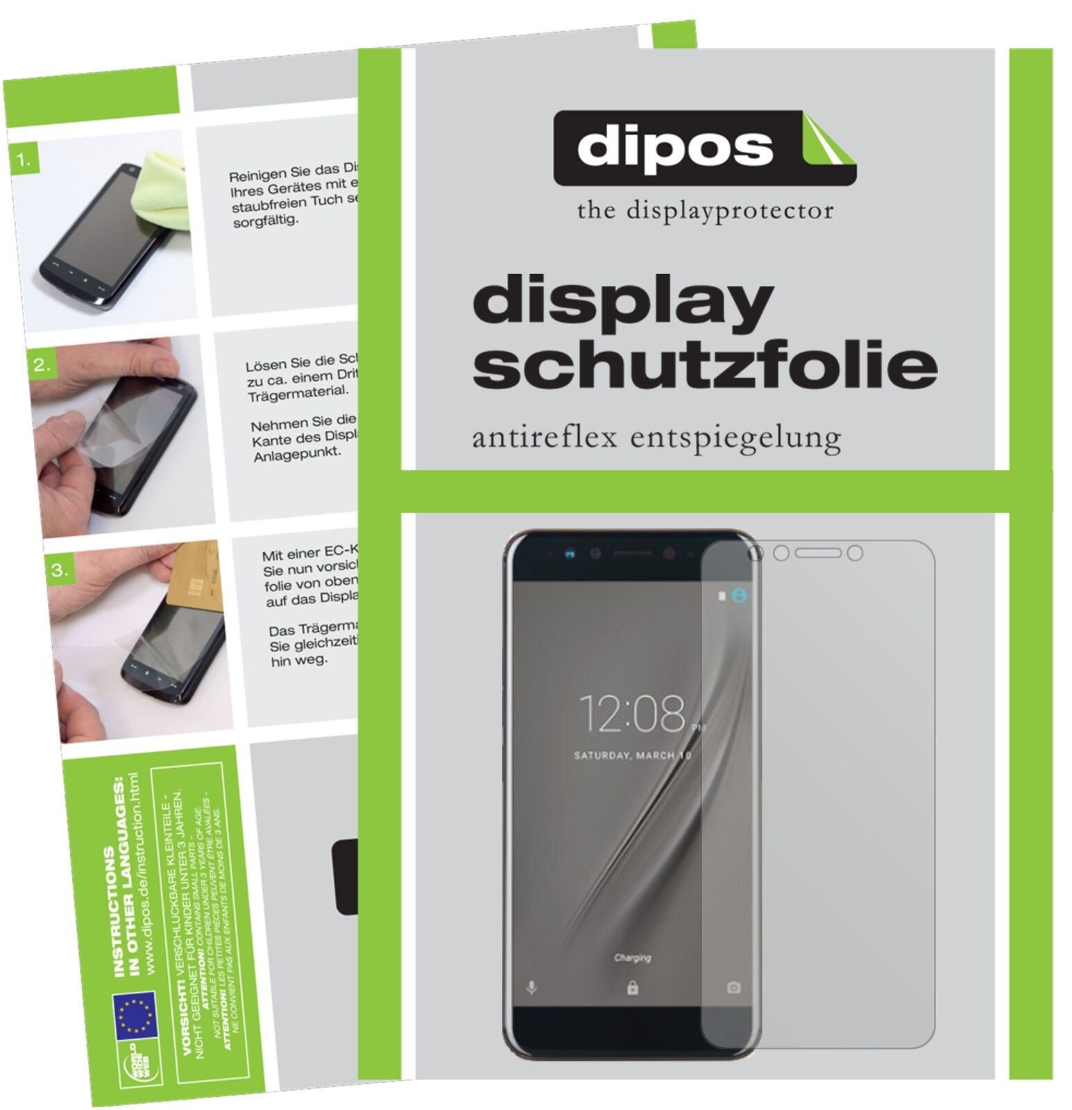 GomeK1 mit aufgebrachter dipos Displayschutzfolie, die lästige Fingerabdrücke minimiert