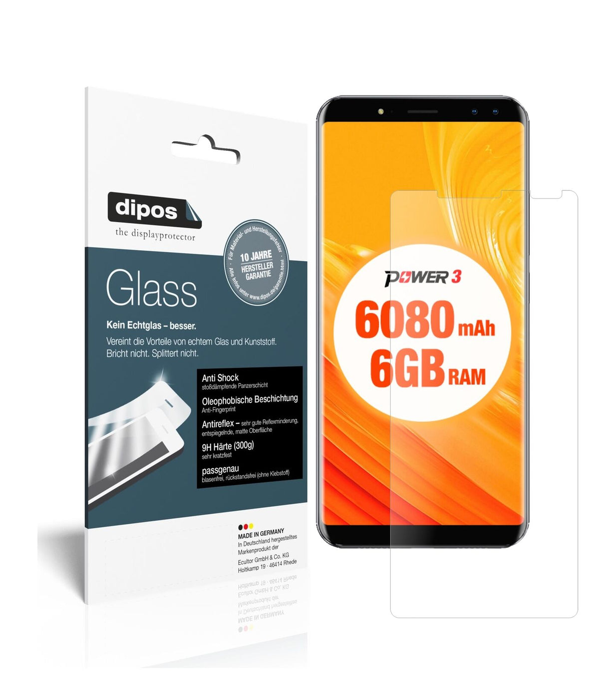 1x 9H Matte Screen Protector for Ulefone Power 3
