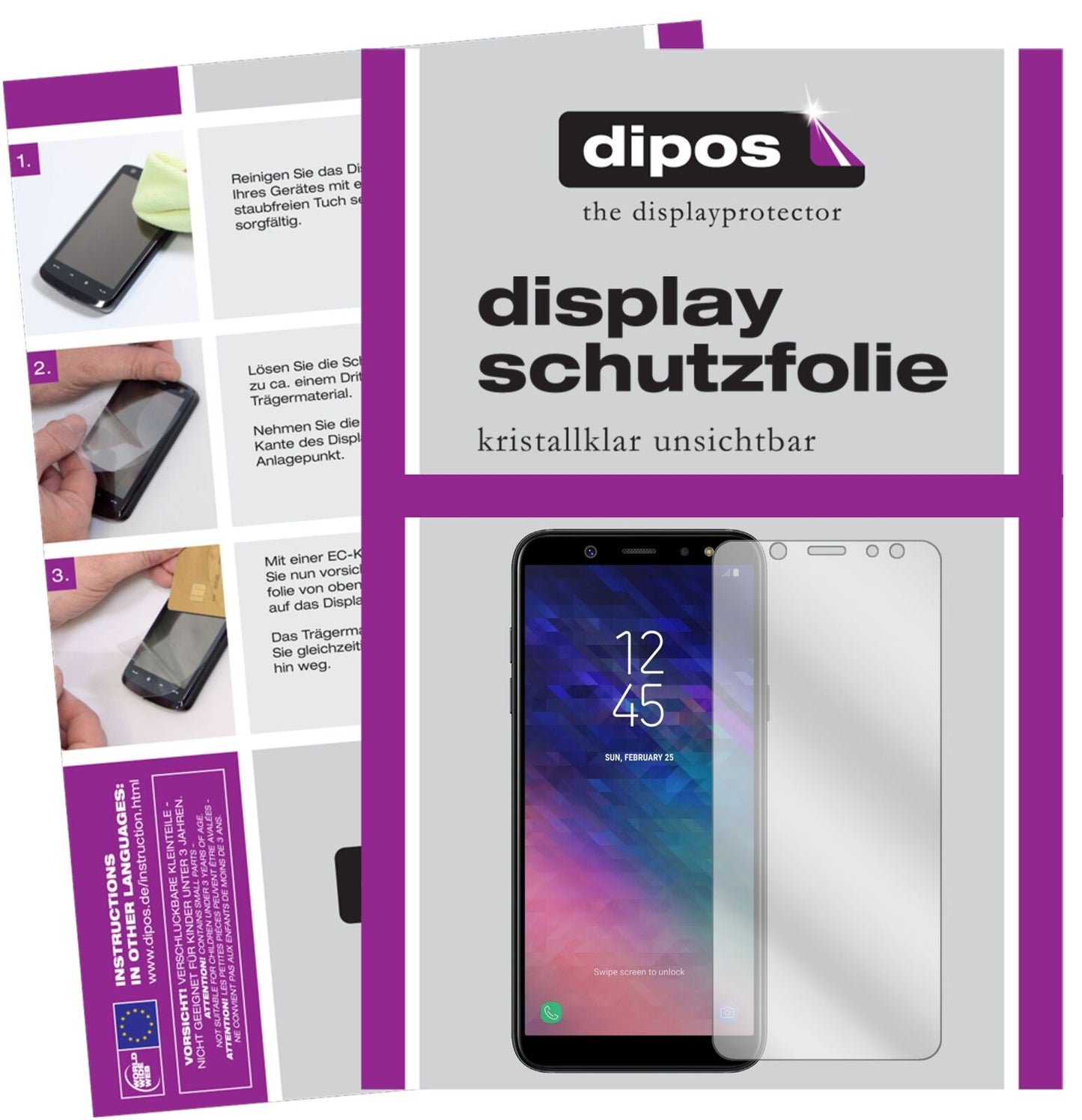 1x Schutzfolie klar für Samsung Galaxy A6 Plus (2018) Display-Schutzfolie