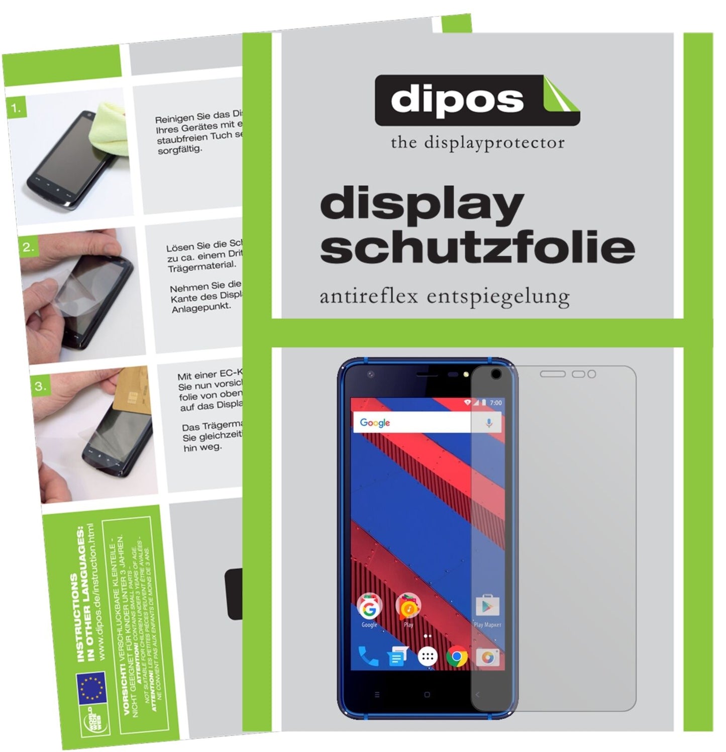 VertexImpress Spring mit aufgebrachter dipos Displayschutzfolie, die lästige Fingerabdrücke minimiert