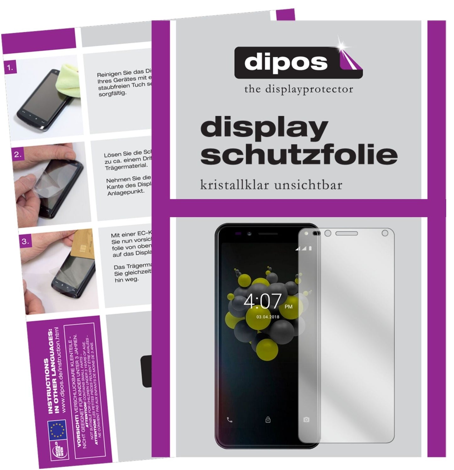 AllviewA9 Plus mit aufgebrachter dipos Displayschutzfolie, glasklare Darstellung ohne Einschränkungen
