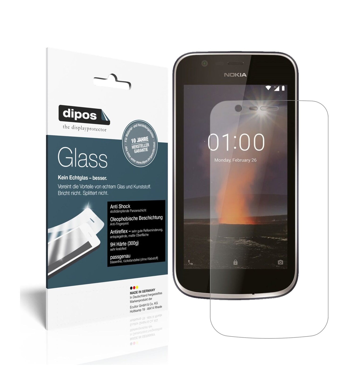 1x 9H Schutzfolie matt für Nokia 1 Panzerfolie